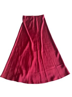 New Fashion Burgundy Satin Maxi Skirt Flowy Black Tie Wedding Guest Medium NWT